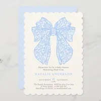 Elegant Pastel Baby Blue Lace Coquette Baby Shower Invitation