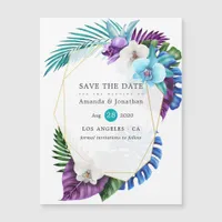 Tropical Orchids Beach Wedding Save the Date