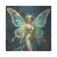 Enchanted Fairy in Gold and Turquoise  Metal Print