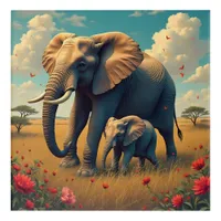 A Sweet Sentimental Mama and Baby Elephant Acrylic Print