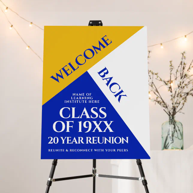 Blue & Gold School College Class Reunion Welcome Foam Board