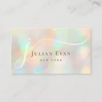 Modern Holographic Luxe Script Business Card