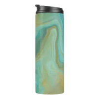 Teal and Sandy Brown Swirls Marble Art    Thermal Tumbler