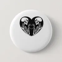 Skeleton Heart Hands Sign Halloween Costume Retro  Button
