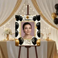 Black Gold Balloons Ornate Photo Frame Entrance Foam Board