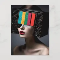 A female Colorful TV Head  Postcard