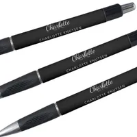 Black gray monogram name script pen