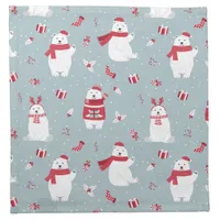 Polar Bear Christmas Pattern ID851 Cloth Napkin