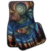 Mystical Ethereal Art with Trees and Night Sky Car Floor Mat