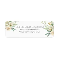 Watercolor Ivory Yellow Blush Roses Label