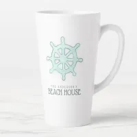 Beach House Boat Helm Aqua Blue/Sand ID623 Latte Mug