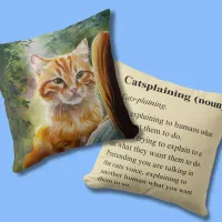 Cat explaining ginger cat lover  throw pillow