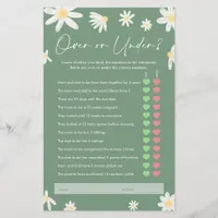 Over or Under Game, Sage Green Baby Shower Game