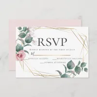 Pink and Blush Peony Magnolia Wedding RSVP Invitation