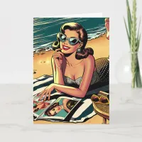 Retro Woman at Beach | Fantastic Birthday Card