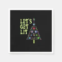 Let's Get Lit Funny Christmas Napkins