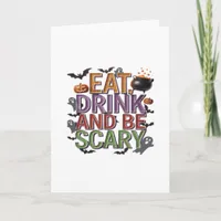 Eat Drink And Be Scary Halloween Party Spooky Desi Card