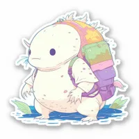 Back to School Axolotl Kawaii Cartoon Sticker