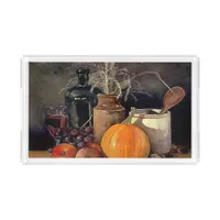 Autumn Decorations on Table, Pumpkin, Fruit, Drink Acrylic Tray