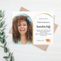 White gold photo arch graduation party invitation