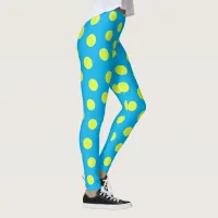 Tennis Ball Pattern on Sky Blue Leggings