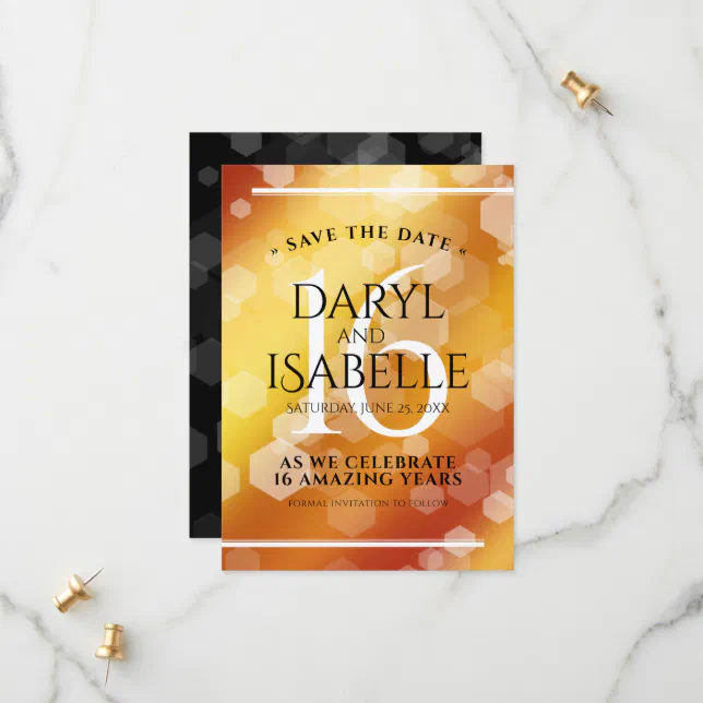 Elegant 16th Golden Topaz Wedding Anniversary Save The Date