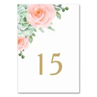 Watercolor Succulent Blush Floral Elegant Wedding Table Number