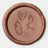 Informal Script Initials Heart Monogram Wedding Wax Seal Sticker