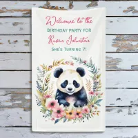 Panda Bear in Flowers Girl's Birthday Banner