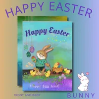 Happy Egg Hunt Bunny & Chicks Holiday Card