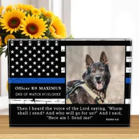 Police Dog Thin Blue Line Officer K9 Memorial Photo Block