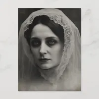 Bride in Black and White Postcard