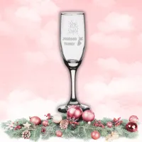 Joy to the World Monogram Family Name etched Champagne Flute