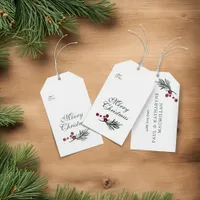 Modern Elegant Watercolor Pine Christmas Gift Tags