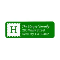 Personalized Modern Green Monogram Return Address Label