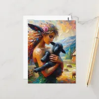 Fairy and a Black Lamb Postcard