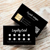 Black white qr code corporate logo loyalty card