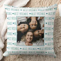 Best Friends Trendy Teal Friendship Photo Throw Pillow