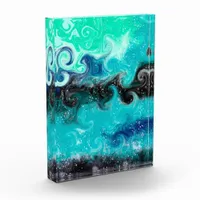 Teal, Blue and Black Fluid Art Marble Swirls  Photo Block