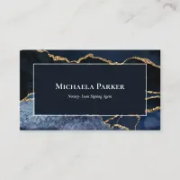 Navy Blue Agate Geode White Professional Business Card