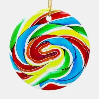 Candy Lollipop Realistic Food Christmas Ceramic Ornament