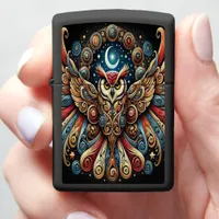 Intricate Owl with Mystical Symbols Zippo Lighter