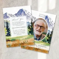 Mountains Forest Photo Sympathy Memorial Funeral Thank You Card