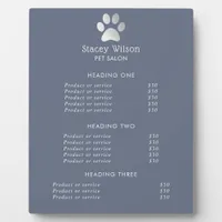 Faux Silve Foil Paw Print Logo And Blue Plaque