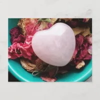 Rose Quartz Heart in a Bed of Rose Petals Postcard