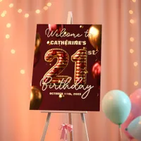 Stylish Burgundy & Gold 21st Birthday Celebration Foam Board