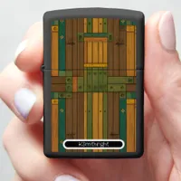 Distressed Wood Mosaic" - Custom Matte Black Zippo Lighter