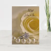 White Rose and Pearls Will You Be My Bridesmaid Invitation