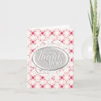 Coral Pink & White Pattern Decor Thank You Cards