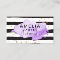 Gold black splash feminine Stylist Salon Business Card